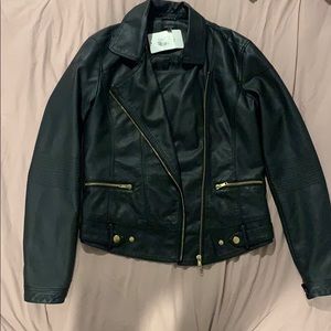 NWT Black faux leather jacket